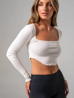 Women Ryderwear Bow Ribbed ong eeve Crop