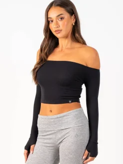 Women Ryderwear Ribbed Off houder ong eeve Top