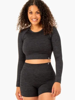 Women Ryderwear Rib eae ong eeve Top